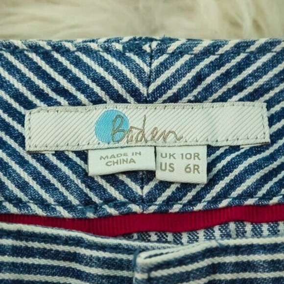 Boden Size 6 Mira Denim Jean Blue Ticking Stripe Pinstripe Pleated Midi Skirt - Picture 4 of 7